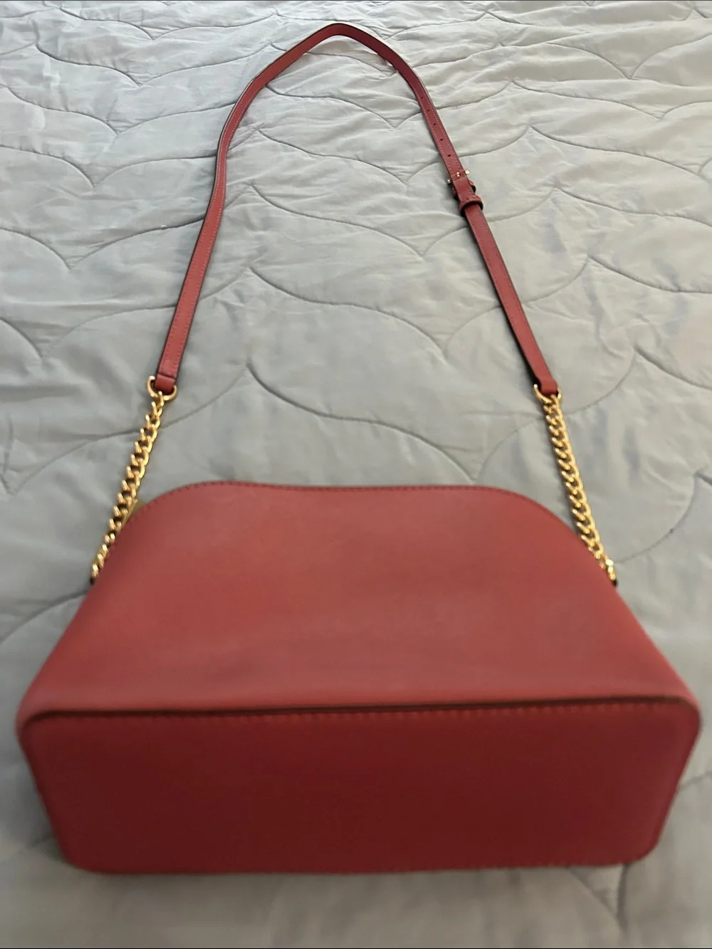 Michael Kors Pink Saffiano Leather Crossbody with Gold Chain Strap